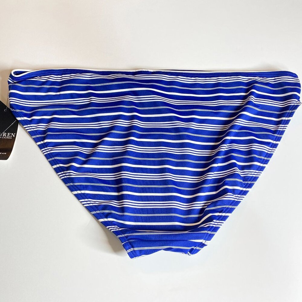 Lauren Ralph Lauren Women's Striped Blue and White Bikini Bottom, Size 14 - Picture 4 of 9